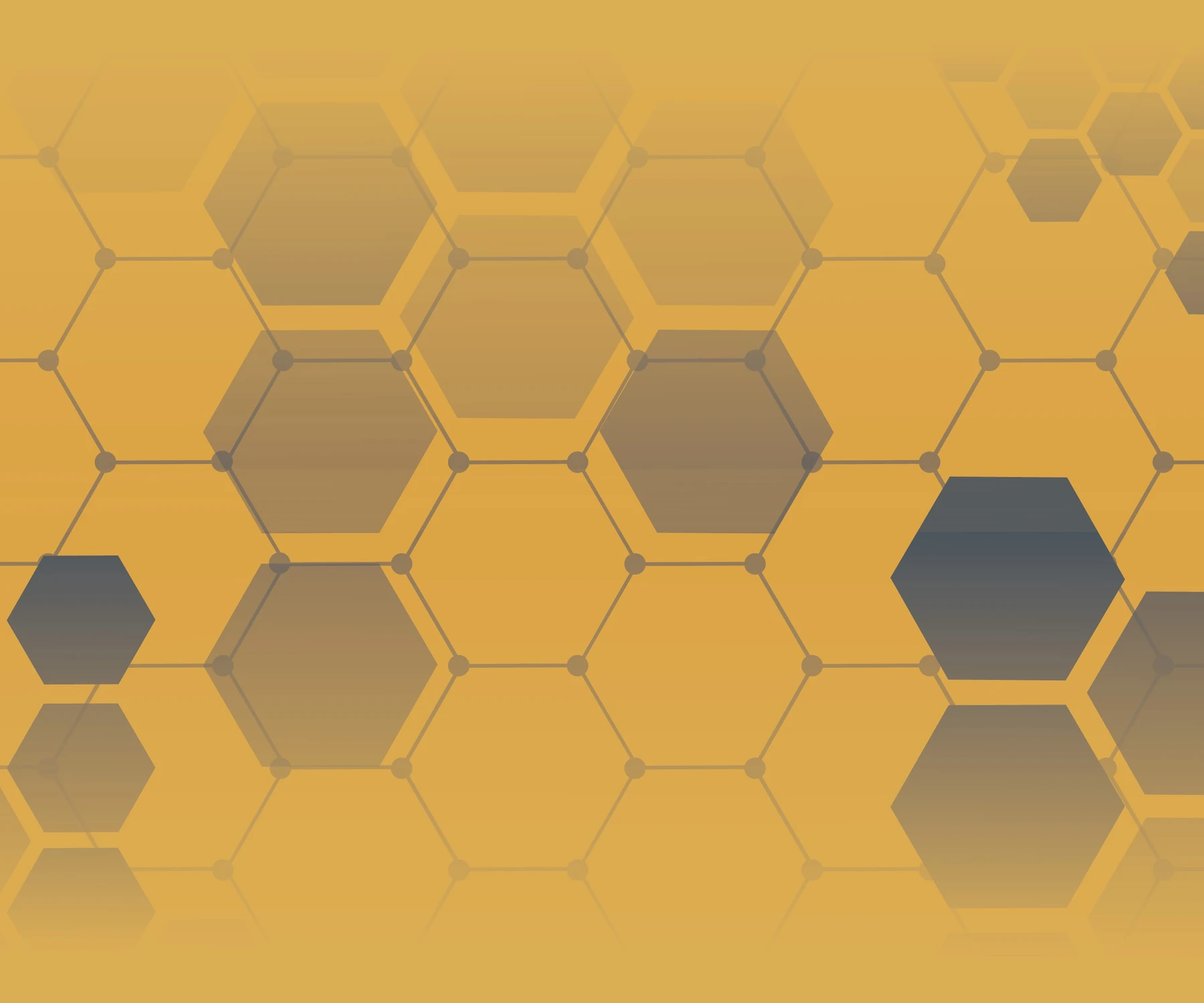 Golden Mesh: ineinander verschachtelte Sechsecke in Gold- und Blautönen auf goldenem Grund.